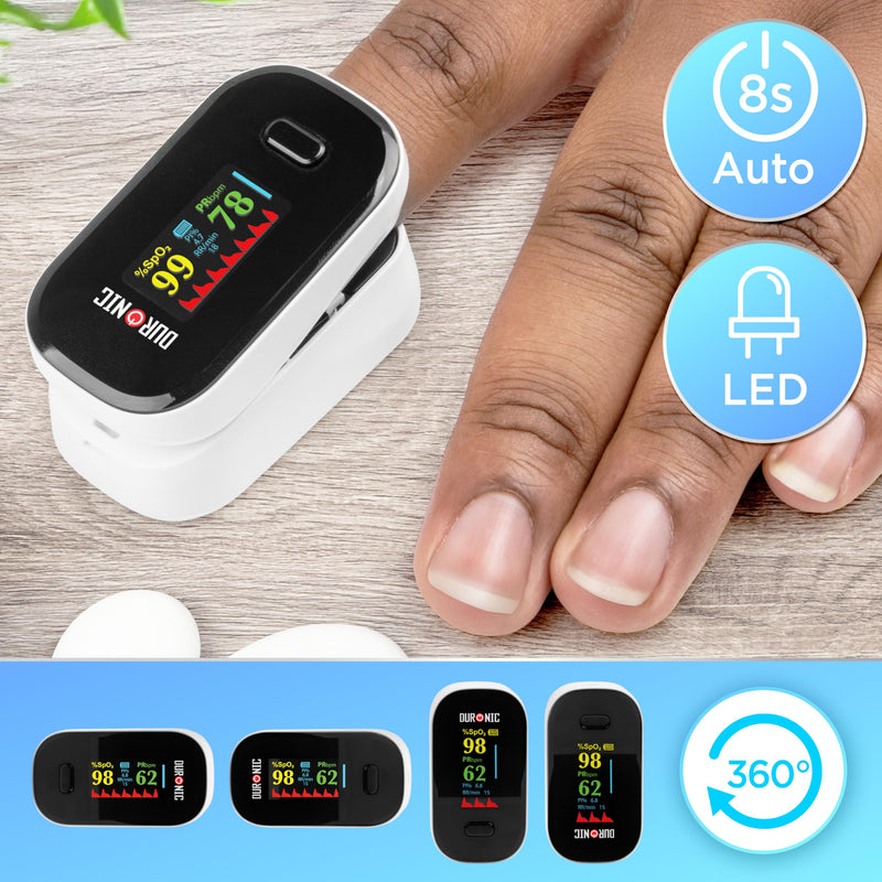 Duronic OX02 Pulse Oximeter Measuring Oxygen Saturation (SpO₂) in Blood Oximeter for Home Pulse Oximeter for Painless Finger Application