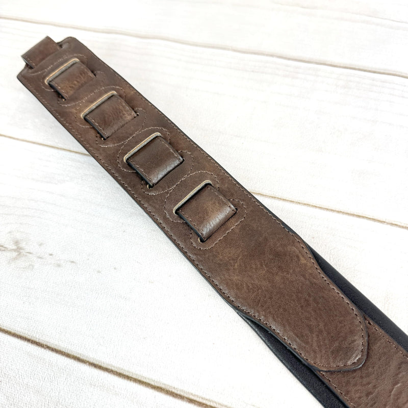 Walker & Williams G-108 Walnut Brown 2" Wide Guitar Strap with Padded Glove Leather Back For Acoustic, Electric, And Bass Guitars