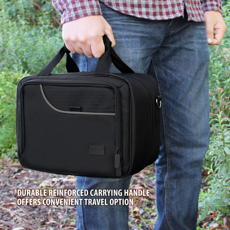 [AUSTRALIA] - USA Gear Compact Audio DJ Mixer Case - Mixer Bag with Custom Storage for Cables & Microphones Compatible with Behringer Xenyx 802, 502, 1002, Q802USB & More - Scratch & Water Resistant (Black) Black 