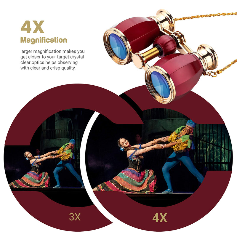 [AUSTRALIA] - ESSLNB Opera Glasses Binoculars for Women Adults 4X30mm Theater Glasses Compact Binoculars for Theater and Concerts Antique Binoculars with Case Removable Chain 