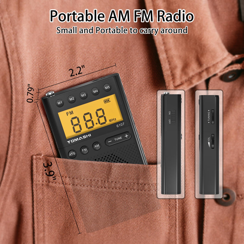 Portable Radio AM FM, Battery Powered Radio with Loud Speaker, Headphone Jack, Small Radio with Long Range Reception, Large LCD Screen Transistor Digital Radio
