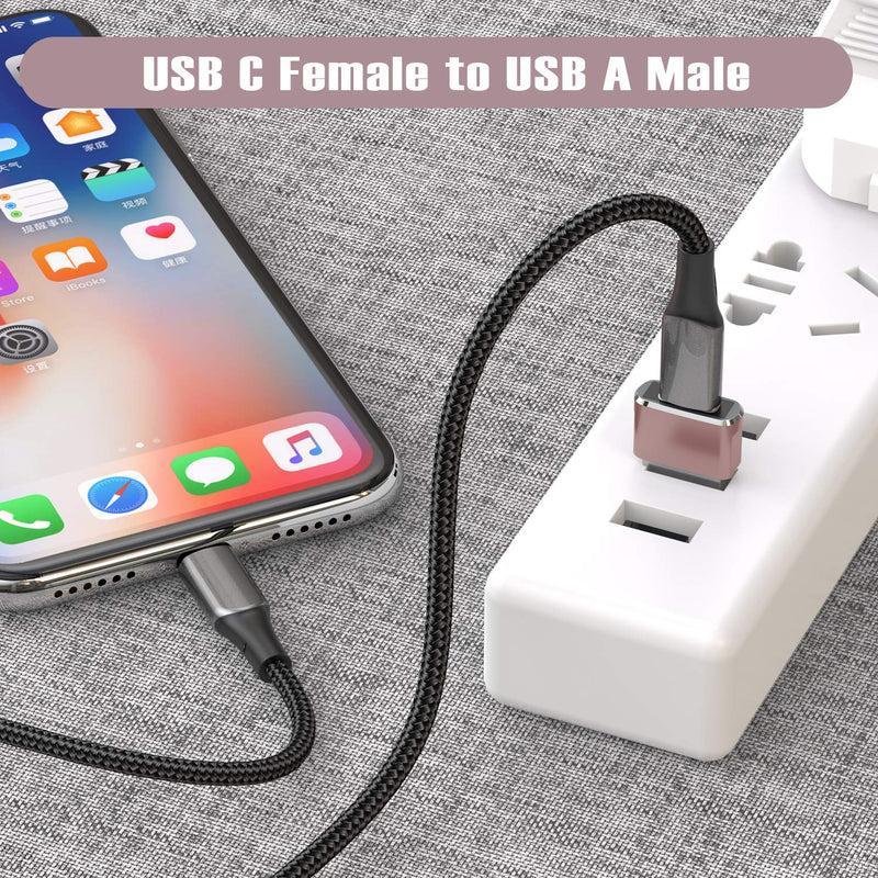 USB C Female to USB Male Adapter 3Pack,Type A Charger Cable Converter for Apple iWatch Watch Series 7 SE,iPhone 11 12 13 Pro Max,Airpods,iPad 8 8th 9 9th Air 4 5 5th 2022 4th Mini 6 6th Generation Gen Pink