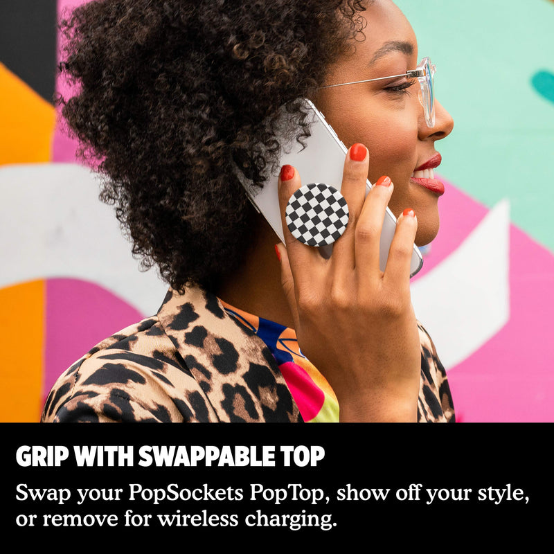 PopSockets: Phone Grip with Expanding Kickstand, Pop Socket for Phone - Checker Black