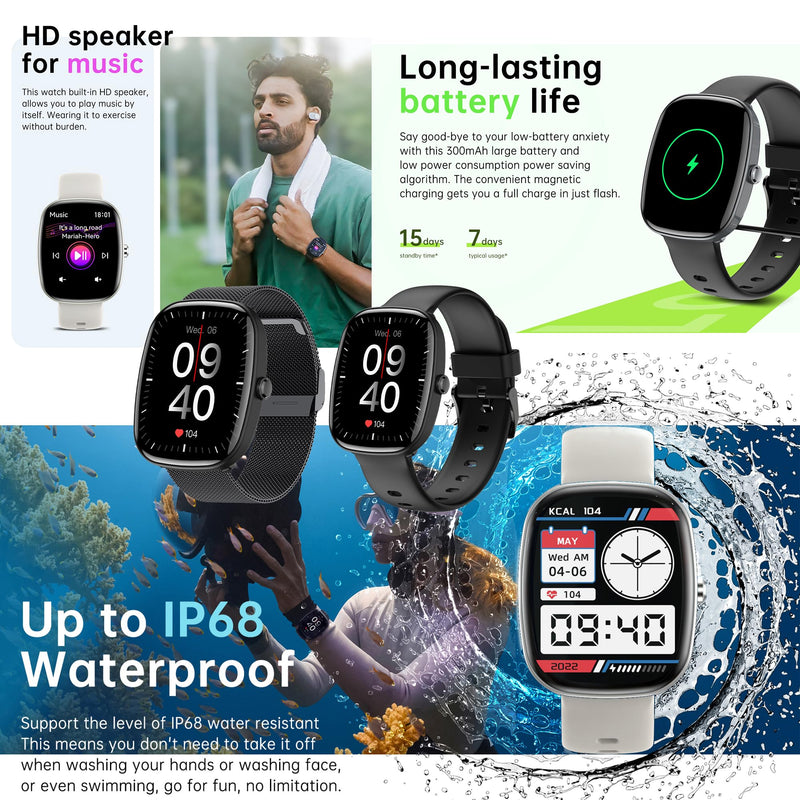 ZPIMY 1.83" Smart Watch for Women Men(Make/Answer Call), 2024 New 5ATM Waterproof Mens Smartwatches, Fitness Tracker Smartwatch for Android iPhones, Digital Watches Step Counter, 3 Straps (Black) Black