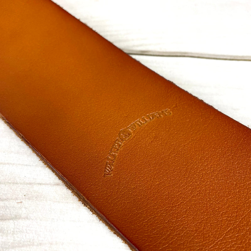 Walker & Williams SL-316 Premium Extra Wide 3" Saddle Tan Full Grain Leather Natural Finish Guitar Strap For Acoustic, Electric, And Bass Guitars
