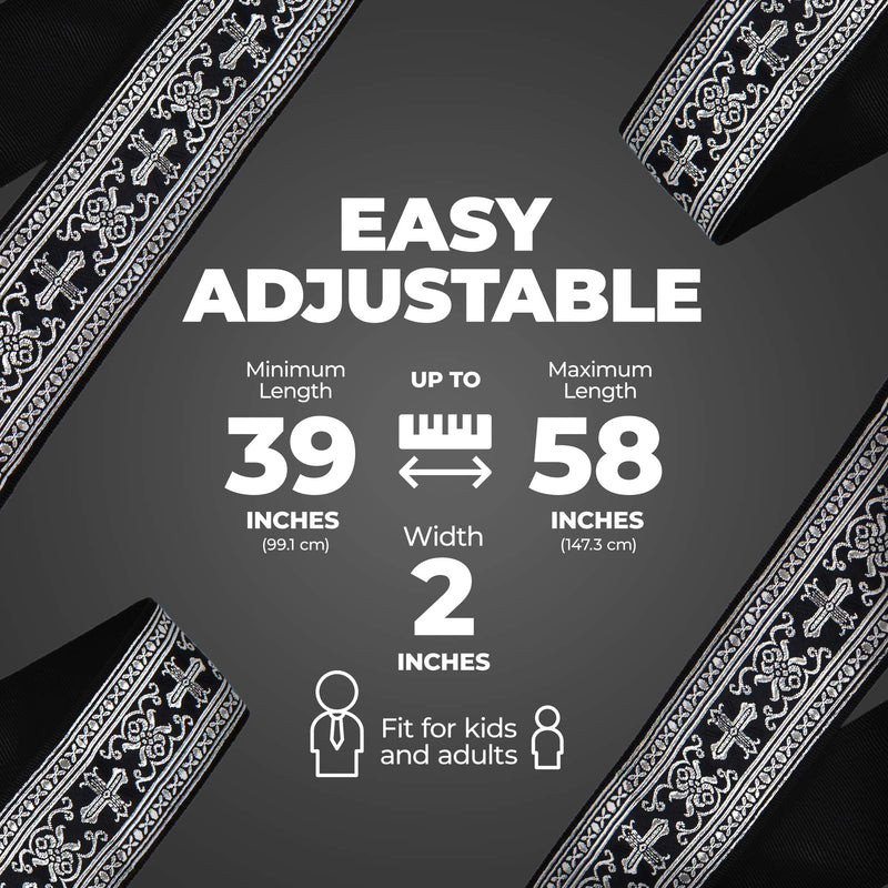 [AUSTRALIA] - Perri’s Leathers Jacquard Guitar Straps - Adjustable Length 39" to 58", Genuine Leather Ends, Silver Cross Design, Electric, Bass, Acoustic Guitar Strap - Metallic Silver 