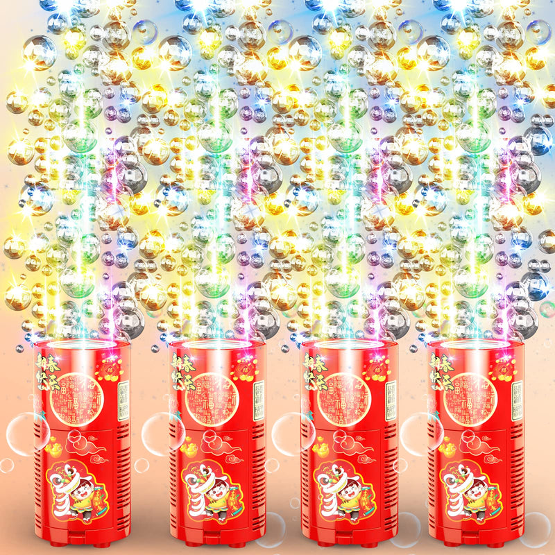 Fireworks Bubble Machine with 80ml Bubble Solution, Portable Automatic Bubble Machine with Lights and Closeable Music, Bubble Maker Toys for Kids Outside Activities Parties Wedding Christmas 1pcs