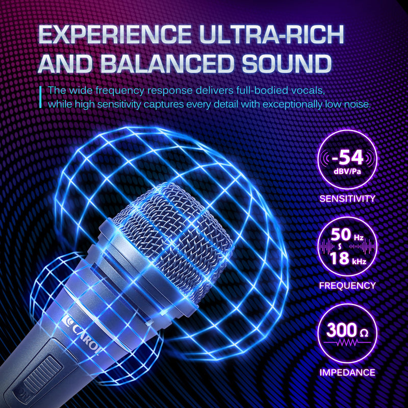 CAROL Sigma-plus2 XLR Wired Vocal Microphone – Dynamic Supercardioid Mic with Dual Shock Mount Tech for Singing, Rock & Metal Band Performances, Includes Mic Clip, 14.8ft XLR Cable & On/Off Switch Σ-plus 2