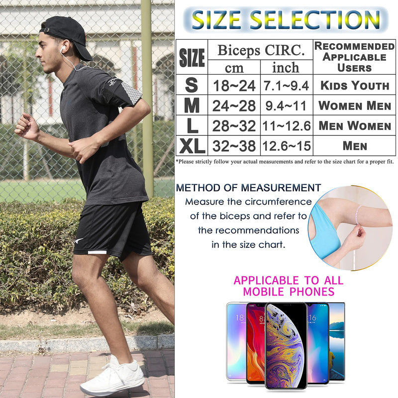 HiRui Universal Sports Armband Cell Phone Armband Sleeves Running Armband for Exercise Workout, Compatible with iPhone 14/14Plus/Pro iPhone 13/12/11 Samsung Galaxy All Phones (Large, Black) Large