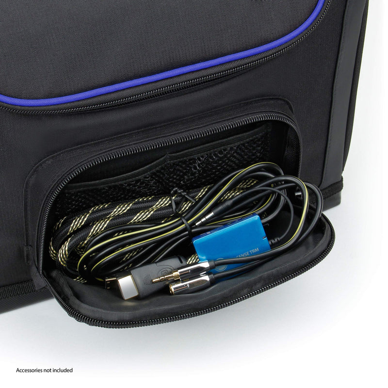 USA GEAR Mini Projector Case S7 Pro Portable Projector Bag Carrying Case with Accessory Storage - Compatible with Small LED Projectors from Vankyo, DR. J, AuKing, PVO, DBPOWER, CiBest (Blue) Black and Blue