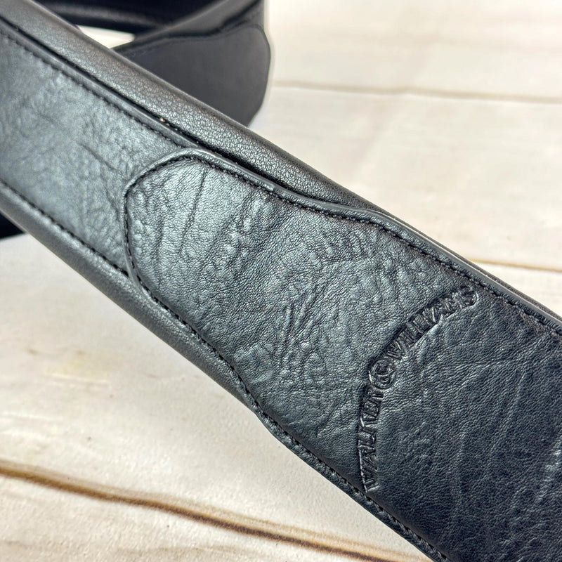 [AUSTRALIA] - Walker & Williams G-105 Black on Black 2' Wide Guitar Strap with Padded Glove Leather Back For Acoustic, Electric, And Bass Guitars 