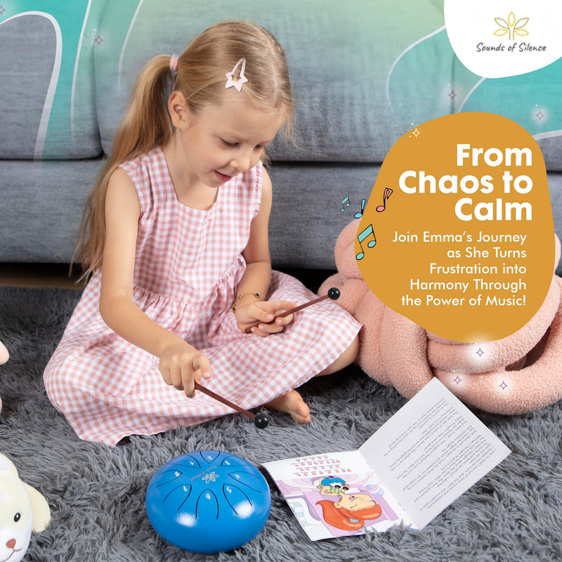 [AUSTRALIA] - Steel Drum | Handpan 6 Inch 8 Notes with Storybook and Songbook | Magic Calm Drum | Kids Musical Instruments for Ages 3–8 | Anger Management Toys | Music Gifts (Pink) Pink 