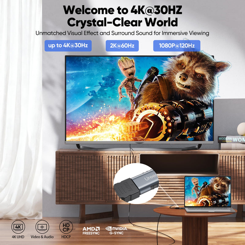 [AUSTRALIA] - DisplayPort to HDMI Adapter, DP to HDMI Adapter 4K@30Hz, 5 Pack Gold-Plated Uni-Directional Display Port to HDMI Converter for PC, Laptop, Monitor, TV, Projector, NVIDIA/AMD GPU, Dell/HP Desktop Gray 