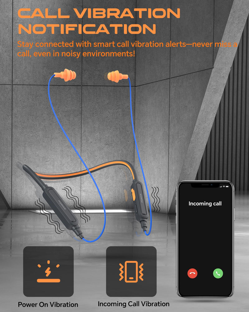 MIPEACE Neckband Bluetooth Work Headphones, 29dB Work Earbuds Bluetooth OSHA Approved-Ear Protection Headphones Noise Reduction for Construction Safety Industry, 20+Hour Battery, 4 EQ Modes Blue