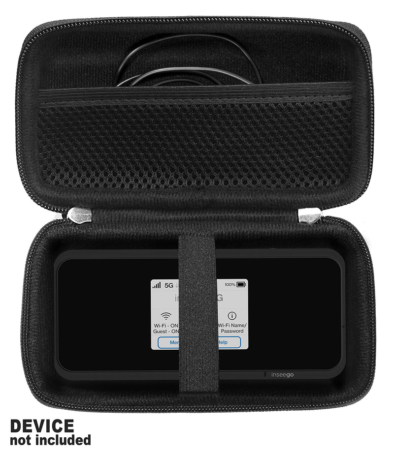 CaseSack Case for Inseego MiFi M2100, M2000 Hotspot, Verizon Wireless Jetpack 8800L 4G LTE, Mesh Accessory Pocket, Detachable Wrist Strap (Black) Black