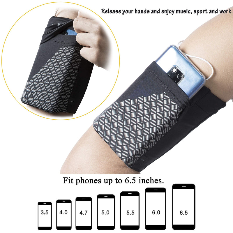 HiRui Universal Sports Armband Cell Phone Armband Sleeves Running Armband for Exercise Workout, Compatible with iPhone 14/14Plus/Pro iPhone 13/12/11 Samsung Galaxy All Phones (Large, Black) Large