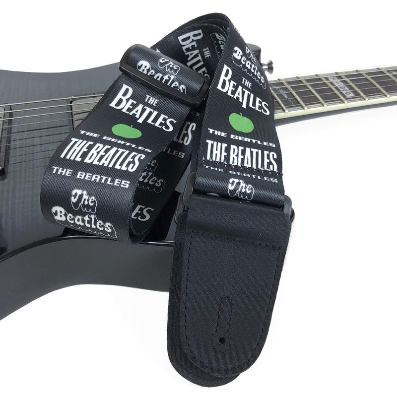 Perri's Leathers, 39"-58"- Black, The Beatles Officially Licensed Guitar Strap, Boutique & Fits Fender Electric, Custom, Adjustable, Durable Design, Acoustic & Bass Guitar Straps for Electric, Leather Green Apples