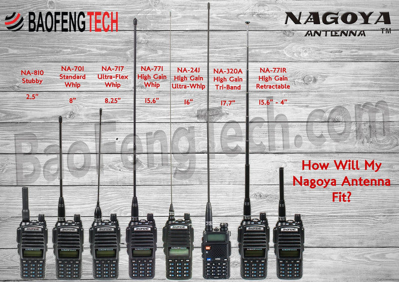 Authentic Genuine Nagoya NA-320A Triband HT Antenna 2M-1.25M-70CM (144-220-440Mhz) Antenna SMA-Female for BTECH and BaoFeng Radios Handheld Antenna NA-320A 17.7" VHF/220/UHF