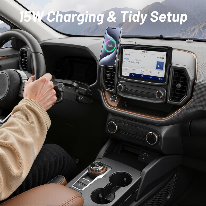 Car Phone Mount for Ford Bronco Sport (2021-2024, 8" Screen ONLY), MagSafe Car Mount, 15W Wireless Charger, iPhone Magnetic Mount for Samsung & Android, 360° & Hands Free, Car Interior Accessories Ford Bronco Sport | 2021-2024