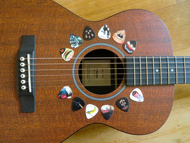 [AUSTRALIA] - 12 x Classic Albums Guitar Pick Set. Guitar Plectrums For Every Guitarist. Double Sided Printing. Picks Sized 0.46, 0.71, 0.81, 0.88, 0.96 And 1.2 mm Included (Set 1) 