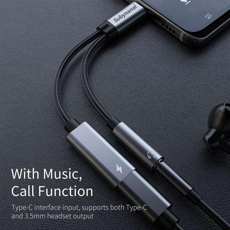USB c to 3.5mm Headphone and Charger Adapter,2-in-1 USB C PD 3.0 Charging Port to Aux Audio Jack and Fast Charging Dongle Cable Cord Compatible with Samsung S21 S20 S20+ Ultra, Google Pixel 4 3 XL… 2Ports-gray