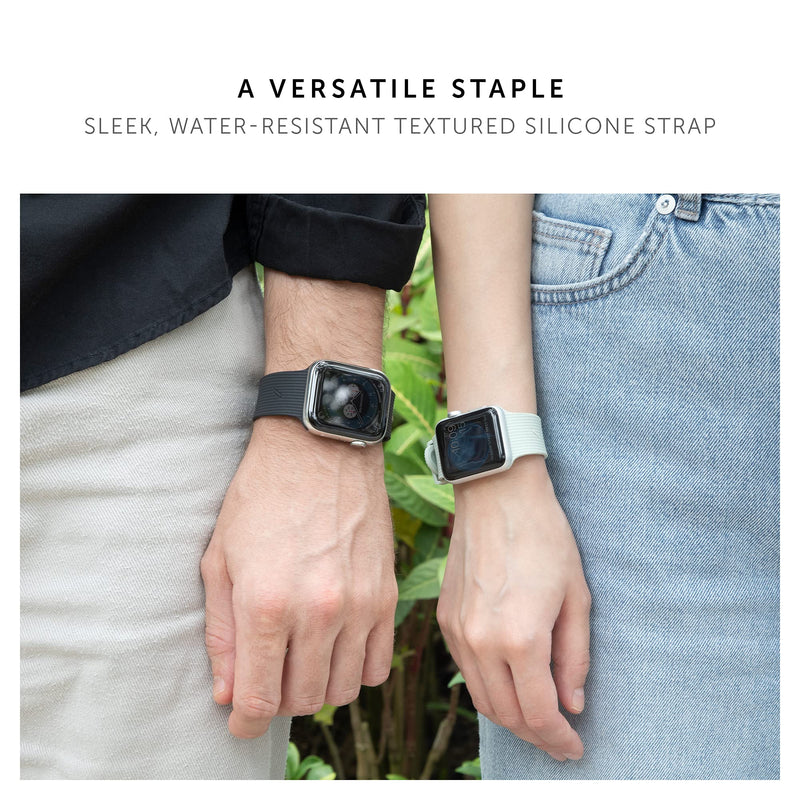 Native Union Curve Strap for Apple Watch – Water-Resistant Sleek Textured Silicone Strap – Embedded Stainless Steel Hardware – All-Day Versatility for all iwatch series Black L (44/45/46/49mm)