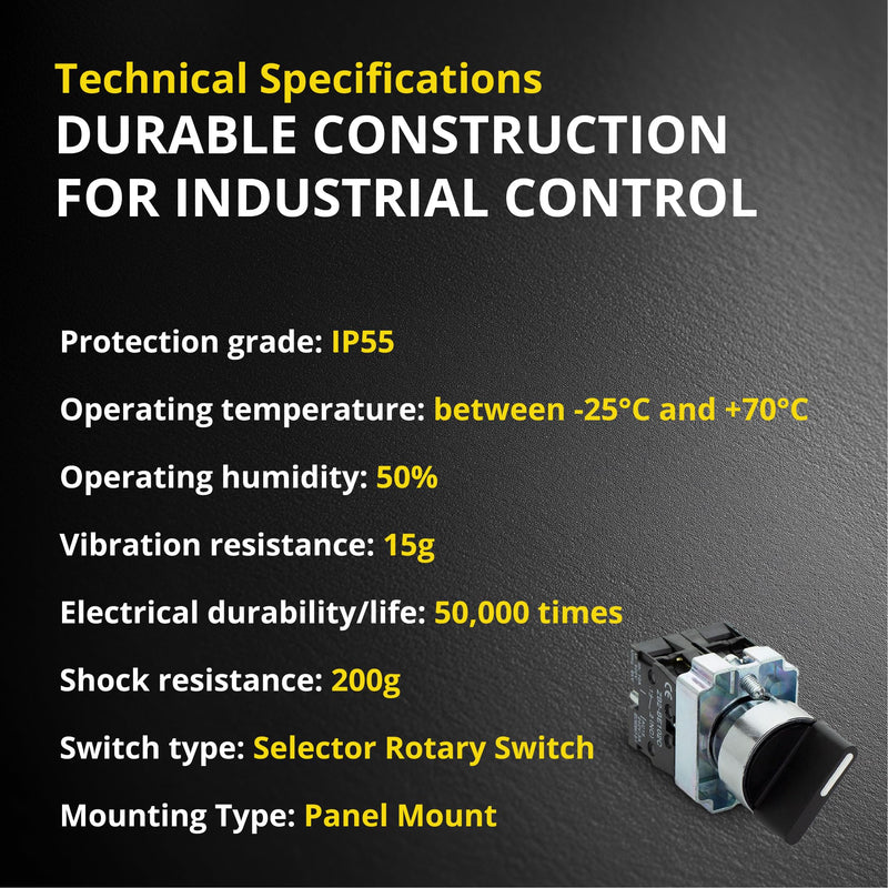 [AUSTRALIA] - Rotary Switch - 2-Position Selector Switch Maintained - 22mm Mounting Hole - Electric NO NC Latching - 220VAC Voltage and 10A Contact Current - (4 Pack) 4 Pack NO/NC 