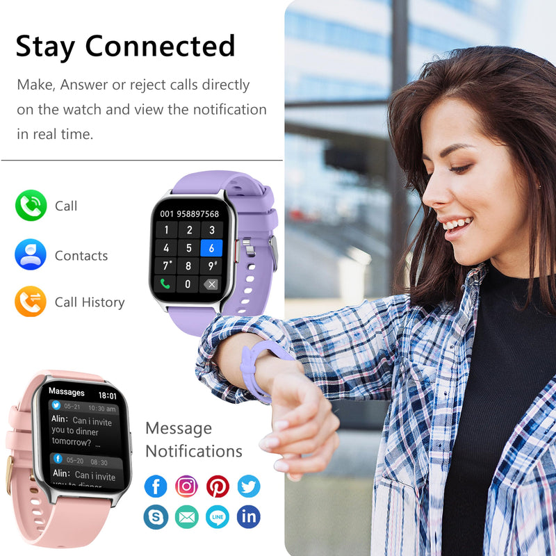 Smart Watch with 4 Bands, 2.0" Fitness Tracker Watch(Dial/Answer Calls) with Heart Rate/Blood Pressure/Blood Oxygen Monitor for Android iOS