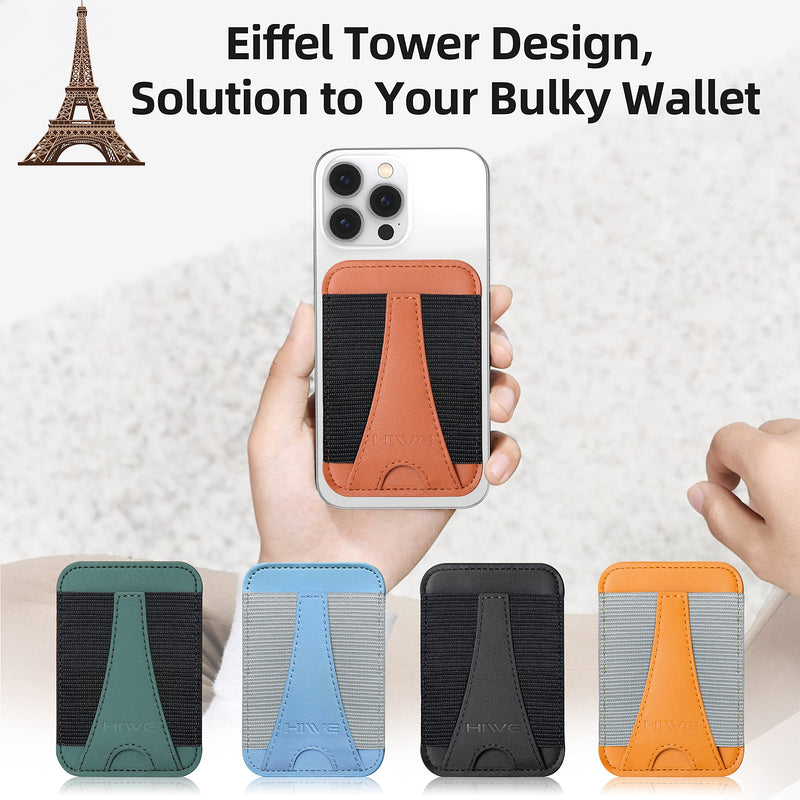 [AUSTRALIA] - HiWe For Magsafe Wallet, Eiffel-Tower Magnetic Card Wallet Holder for iPhone 15/14/13/12 Series, Leather Wallet, Fit 6 Cards, Slim, RFID Blocking, Black A-Black 