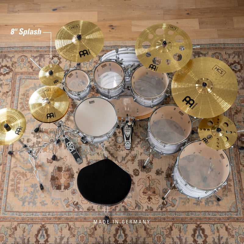 Meinl Cymbals HCS 8" Splash Cymbal for Drum Set — Made in Germany — Traditional Medium, 2-Year Warranty, MS63 Brass Alloy, (HCS8S) 8"