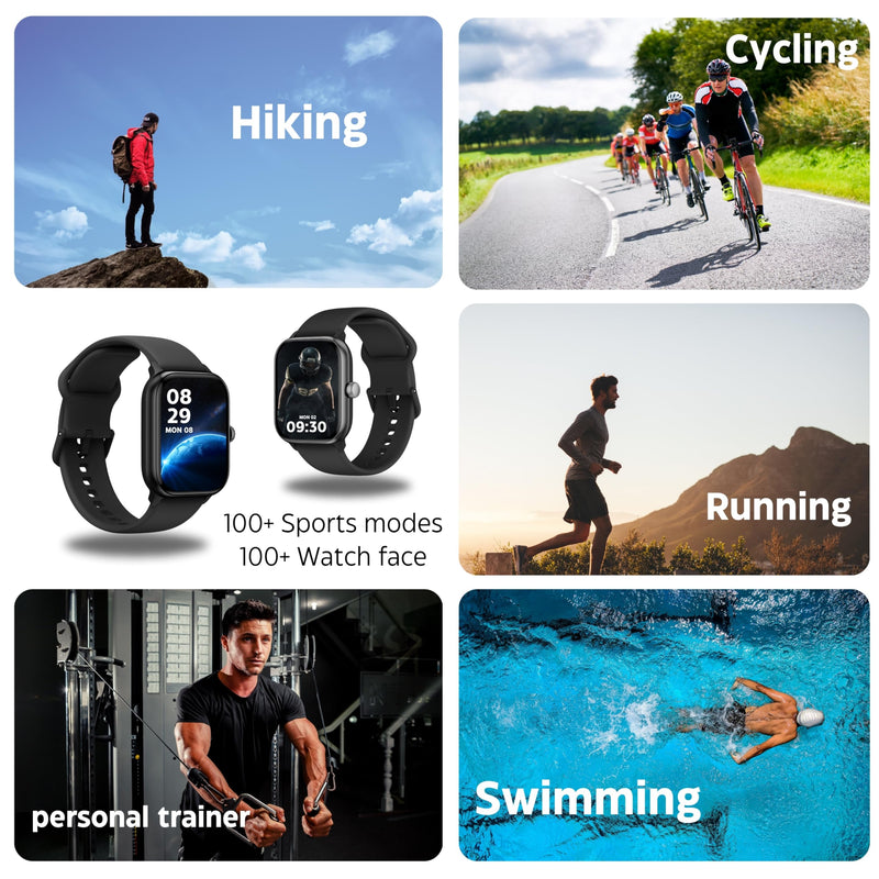 Smart Watch – Watches for Women & Men, Fitness trackers, Heart Rate Monitor, Blood Pressure, Waterproof, Smartwatch, Compatible Android & iPhone Phones, Smartwatches Black