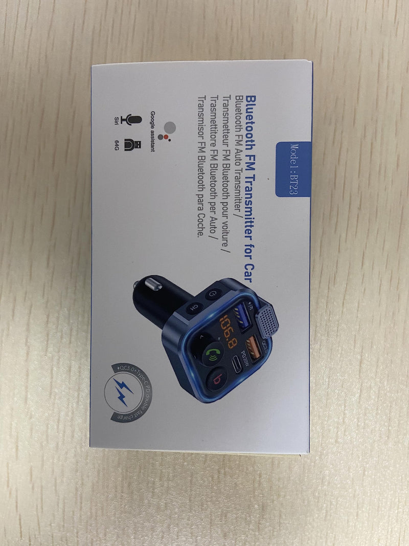 LENCENT FM Transmitter in-Car Adapter,Type-C PD 20W+ QC3.0 Fast USB Charger, Wireless Bluetooth 5.0 Radio Car Kit,Hands Free Calling, Mp3 Player Receiver Hi Fi Bass Support U Disk Blue-38W