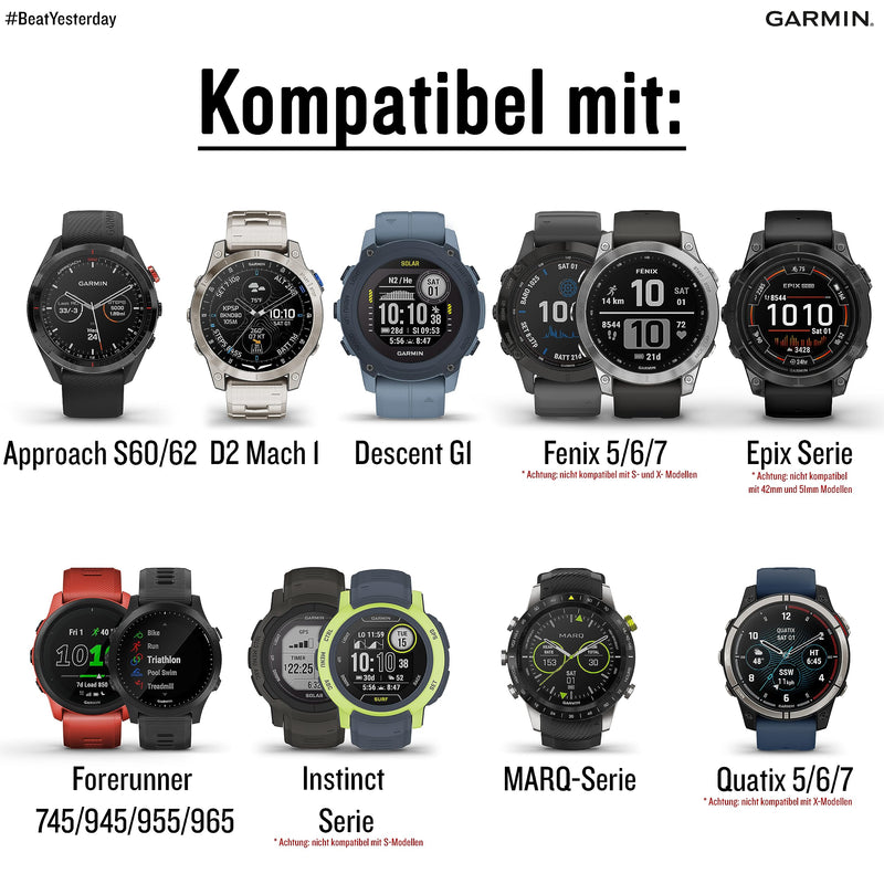 Garmin Ultrafit Nylon Armband - flexibel, atmungsaktiv, langlebig und komfortabel; in verschiedenen Größen Black 22 mm