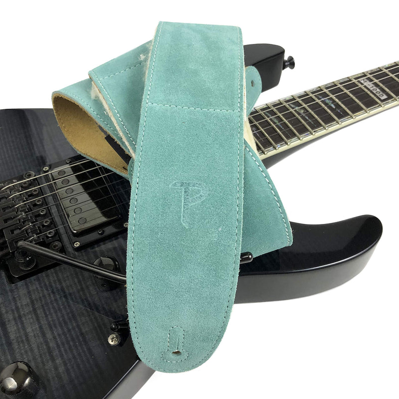 [AUSTRALIA] - Perri's Leathers Suede Guitar Strap with Sheepskin Pad, Anti-Slip, Adjustable 41"–56", Compatible with All Guitars Teal 