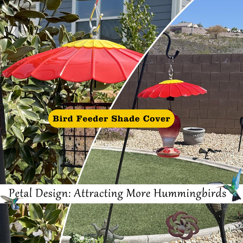 13.5-Inch Hummingbird Feeder Shade Dome Cover,Bird Feeder Rain Cover & Squirrel Shield, Weather Guard with Hanging Bird Feeders,Squirrel Proof for Shepherd's Hook Outdoors(Red) 2 Pack 13'' / 2PCS Red