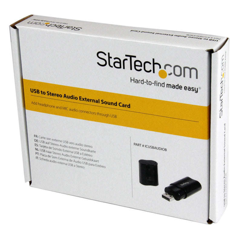 StarTech.com USB Sound Card - 3.5mm Audio Adapter - External Sound Card - Black - External Sound Card (ICUSBAUDIOB) (Pack of 2) 1 Count (Pack of 2)
