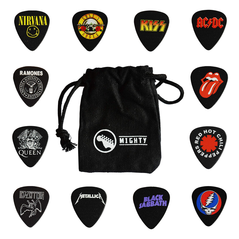 12 x Classic Albums Guitar Pick Set. Guitar Plectrums For Every Guitarist. Double Sided Printing. Picks Sized 0.46, 0.71, 0.81, 0.88, 0.96 And 1.2 mm Included (black) Set 3