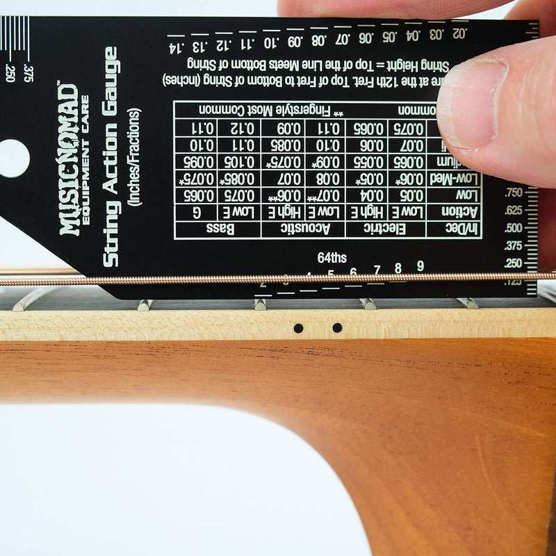 MusicNomad Precision String Action Gauge Ruler for String Height- Metric, SAE, 64ths (MN602)