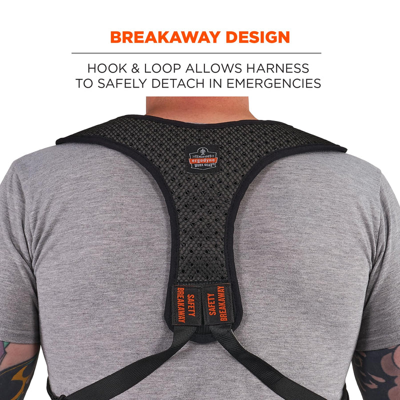 Ergodyne Squids 3142 Padded Shoulder Barcode Scanner Harness with Attachment Lanyard for Mobile Computers Medium-Large Black