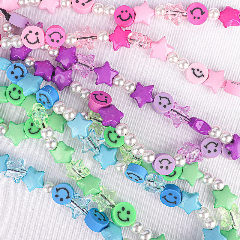 Phone Charm Lanyard, 1Pcs Smiley Face Beaded Phone Charm Strap Colorful Star Smiley Soft Ceramic Keychain for Women Girls Purple