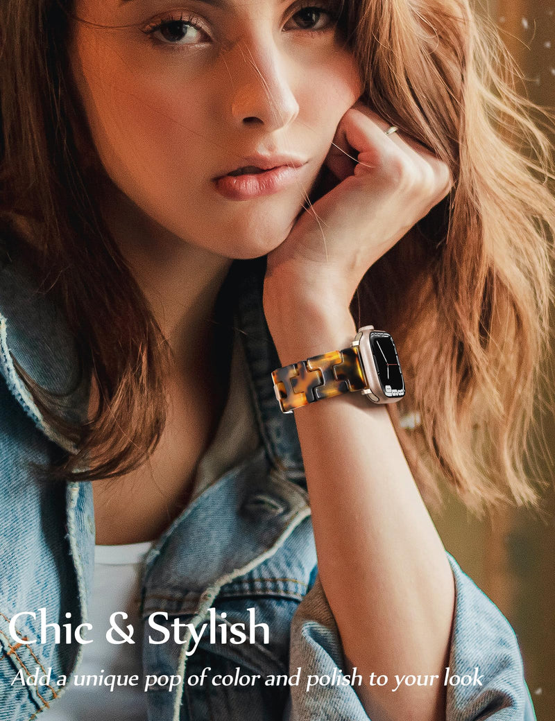 JR.DM Boho Beaded Watch Bands Resin Stretchy Watch Band Bundle Compatible with Apple Watch Band 38mm 40mm 41mm 42mm 44mm 45mm 49mm for Women for iWatch Series 9/8/7/6/5/4/3/2/1/SE/Ultra(No Case)