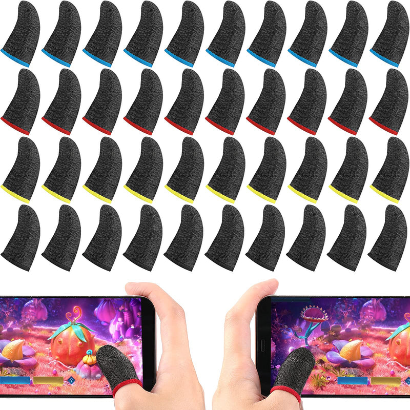 40 Pieces Gaming Finger Sleeve For Gaming Thumb Sleeves Mobile Gaming Finger Protector (Simple Colors) Simple Colors