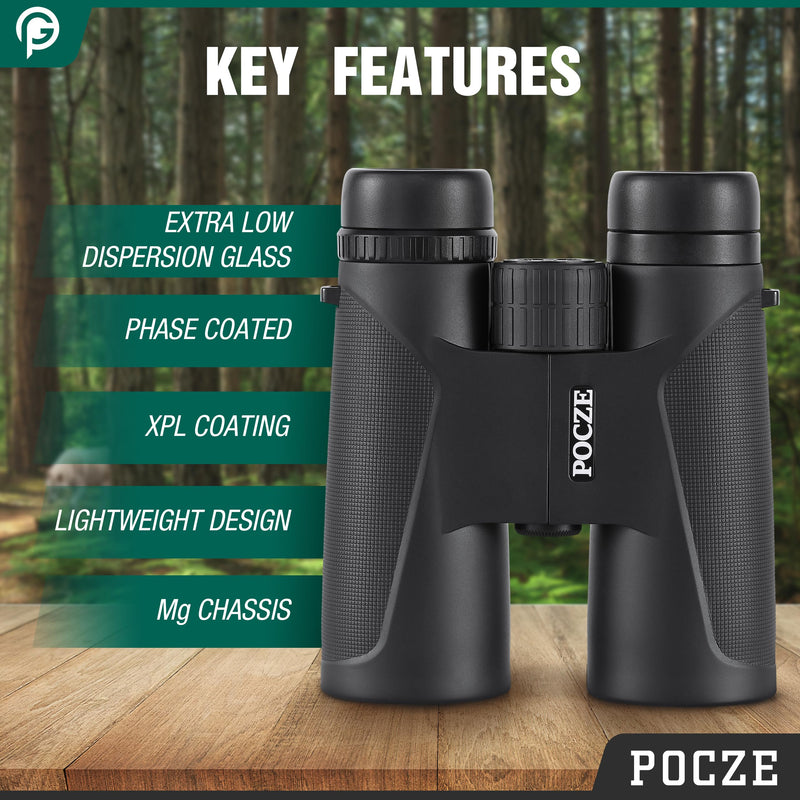 Binoculars for Adults, 12x42 Waterproof and Durable Binoculars with Multi-coated Optics and Protective Rubber Armor, Lightweight Binocular for Bird Watching, Outdoor Sports, Hunting, Travel