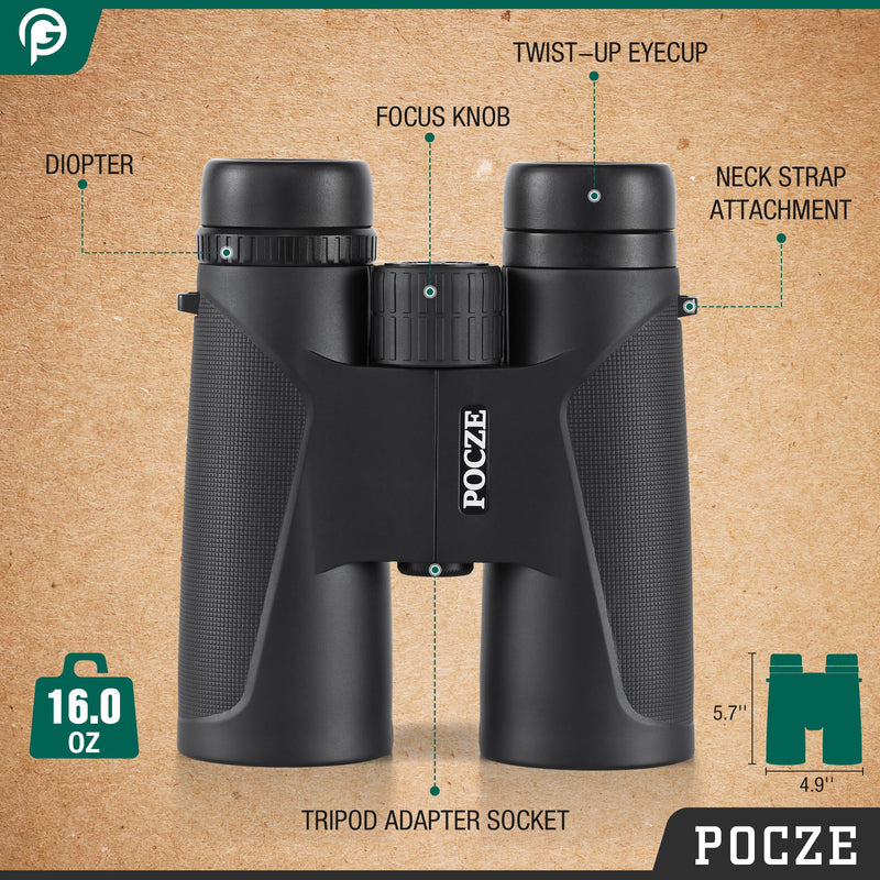 Binoculars for Adults, 12x42 Waterproof and Durable Binoculars with Multi-coated Optics and Protective Rubber Armor, Lightweight Binocular for Bird Watching, Outdoor Sports, Hunting, Travel