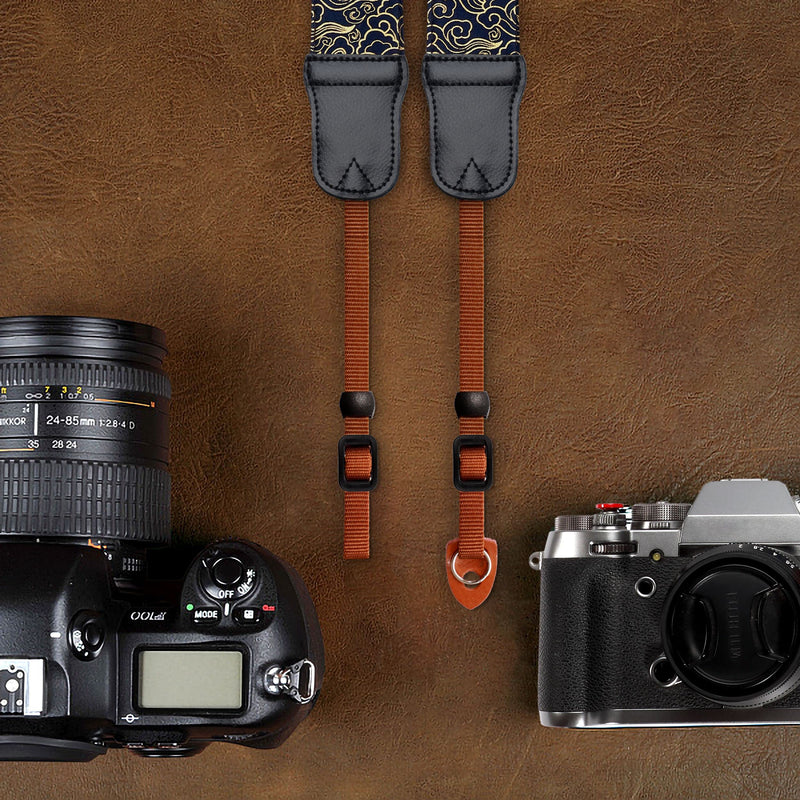 Padwa Lifestyle Camera Strap - 2" Wide with Double Layer Cowhide Head,Vintage Ukiyo E Style Auspicious Cloud Pure Cotton Camera Shoulder Straps,Adjustable Camera Neck Strap for all DSLR/SLR Cameras W# - Auspicious Cloud