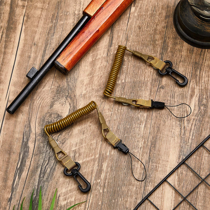 [AUSTRALIA] - Zonon 2 Pcs Rangefinder Tether Range Finder Tether Retractable Rangefinder Lanyard Coiled Equipment Lanyard for Hunting Khaki Small 