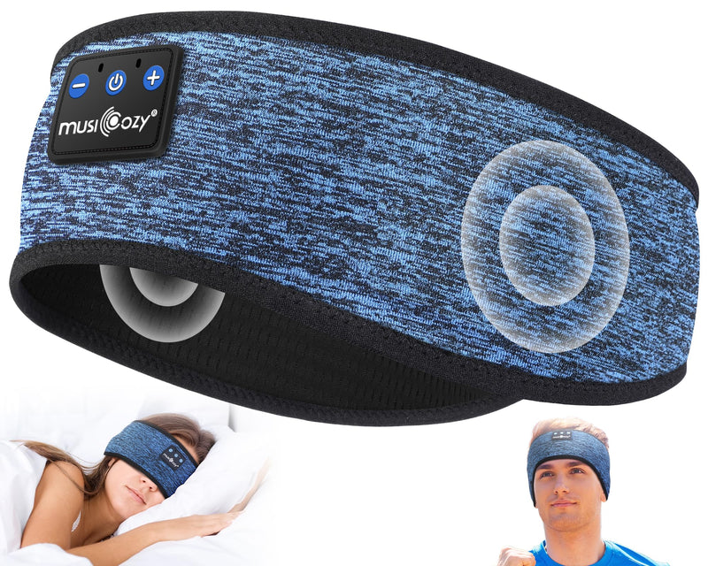MUSICOZY Sleep Headphones Bluetooth Headband, Wireless Music Sleeping Headphones Sleep Mask Earbuds for Side Sleepers Workout Running Travel Yoga Cool Gadgets Tech Unique Gift, Pack of 2