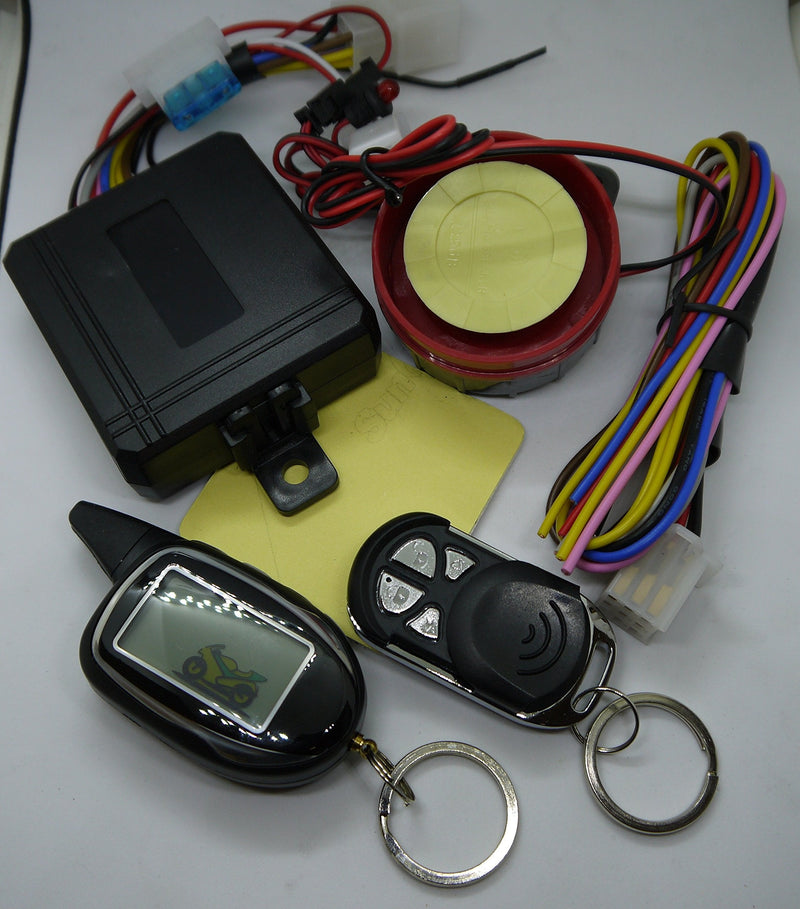 Sykik Rider 2-Way Motorcycle Alarm with LCD Pager Remote, Remote Engine Start and Shut Off, with Motion, Sensor, tilt Sensor and Shock Sensor. with one Year SYKIK Warranty