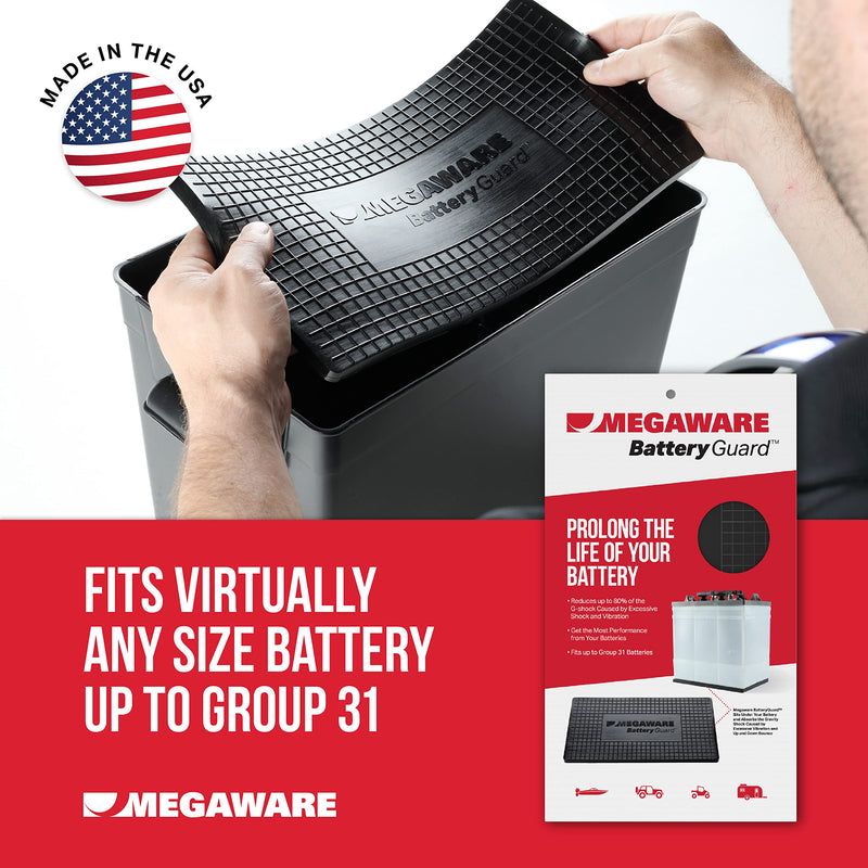[AUSTRALIA] - MEGAWARE KEELGUARD BatteryGuard Protector - Great for Boats, RVs, Semi Trucks, and Off-Road Vehicles - Shock and Vibration Absorber - Fits up to Group 31 Batteries (12.75 x 6.88 x 0.375 in) 