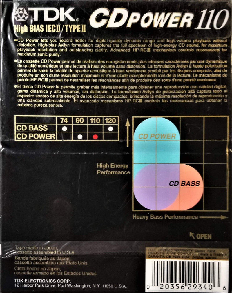 [AUSTRALIA] - TDK CD Power 110 Cassette, 2pk High Bias Audio Cassette Tapes 